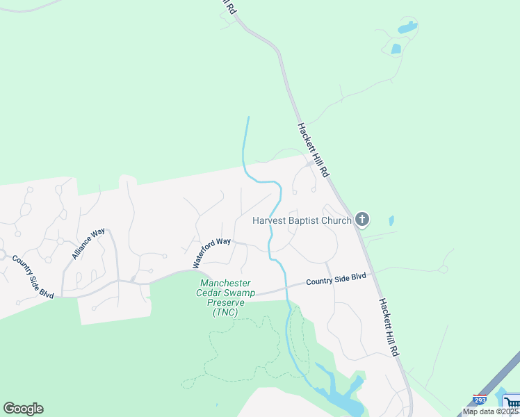 map of restaurants, bars, coffee shops, grocery stores, and more near 4 Waterford Way in Manchester
