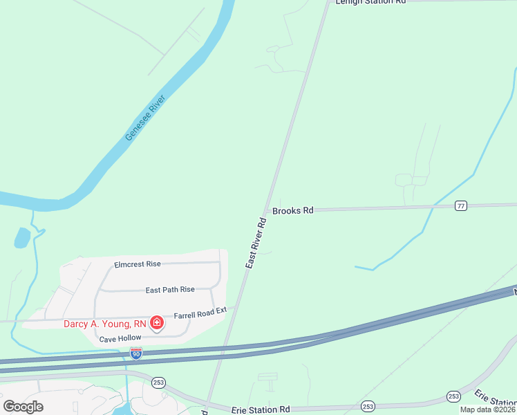 map of restaurants, bars, coffee shops, grocery stores, and more near 4745 East River Road in West Henrietta