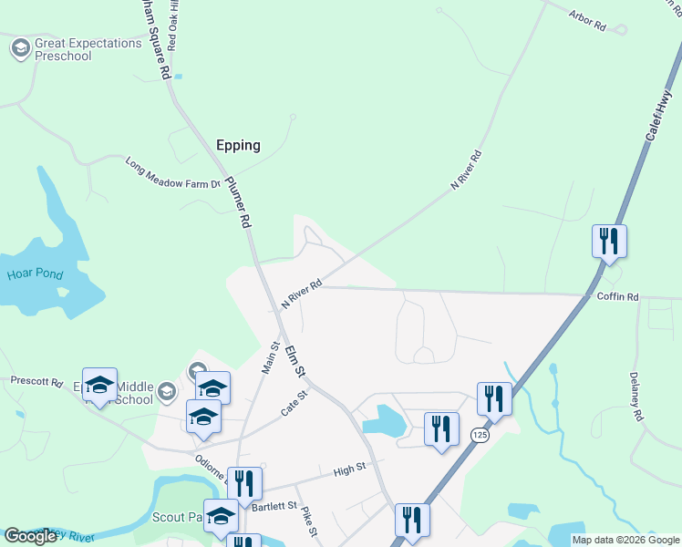 map of restaurants, bars, coffee shops, grocery stores, and more near 10 Fogg Road in Epping