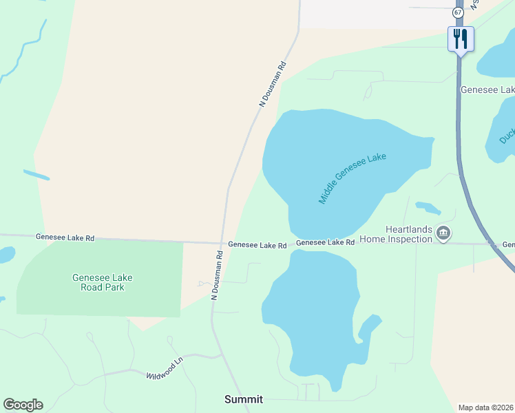 map of restaurants, bars, coffee shops, grocery stores, and more near 1256 North Dousman Road in Oconomowoc