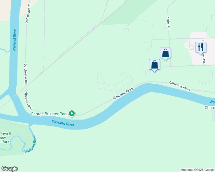 map of restaurants, bars, coffee shops, grocery stores, and more near 6438 Sunshine Common in Niagara Falls