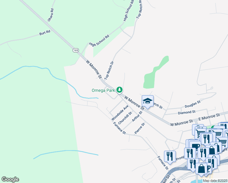map of restaurants, bars, coffee shops, grocery stores, and more near 292 West Monroe Street in Little Falls