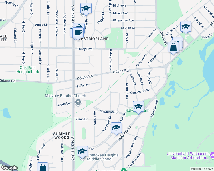 map of restaurants, bars, coffee shops, grocery stores, and more near 730 Parman Terrace in Madison