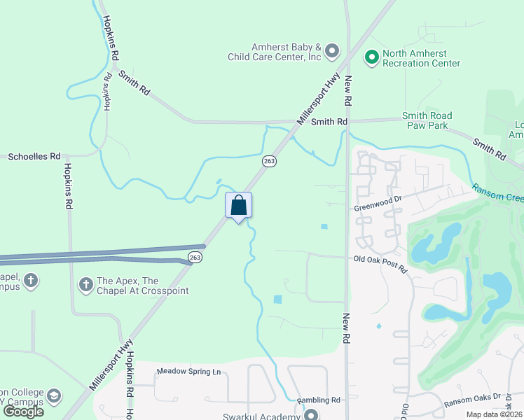 map of restaurants, bars, coffee shops, grocery stores, and more near 133 Autumn Meadows Lane in East Amherst