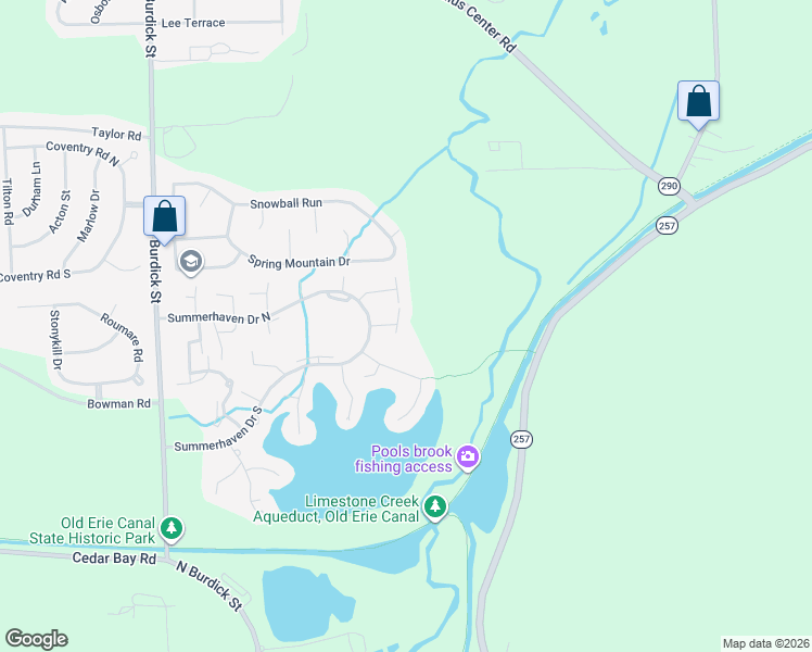 map of restaurants, bars, coffee shops, grocery stores, and more near 285 Summerhaven Drive South in East Syracuse