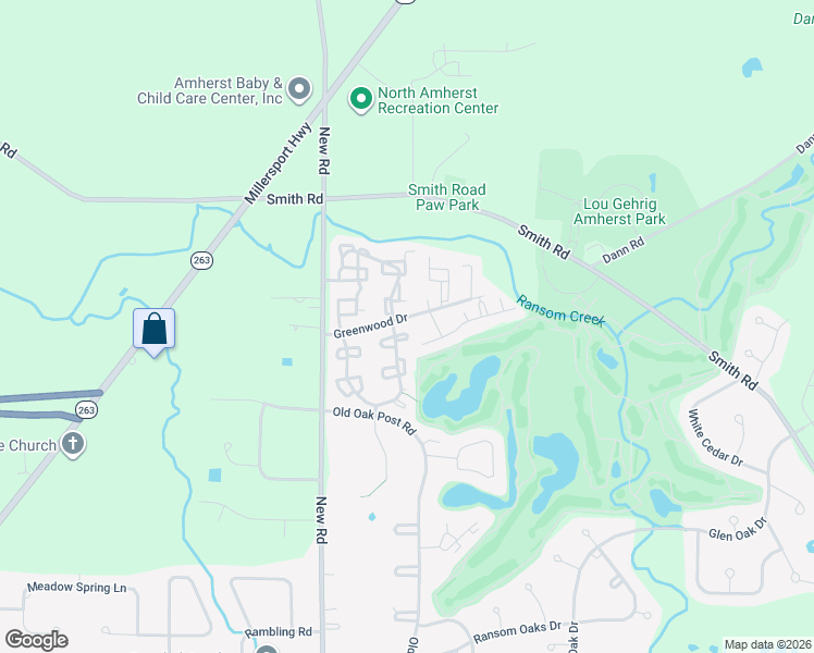 map of restaurants, bars, coffee shops, grocery stores, and more near 1751 Charlesgate Circle in East Amherst