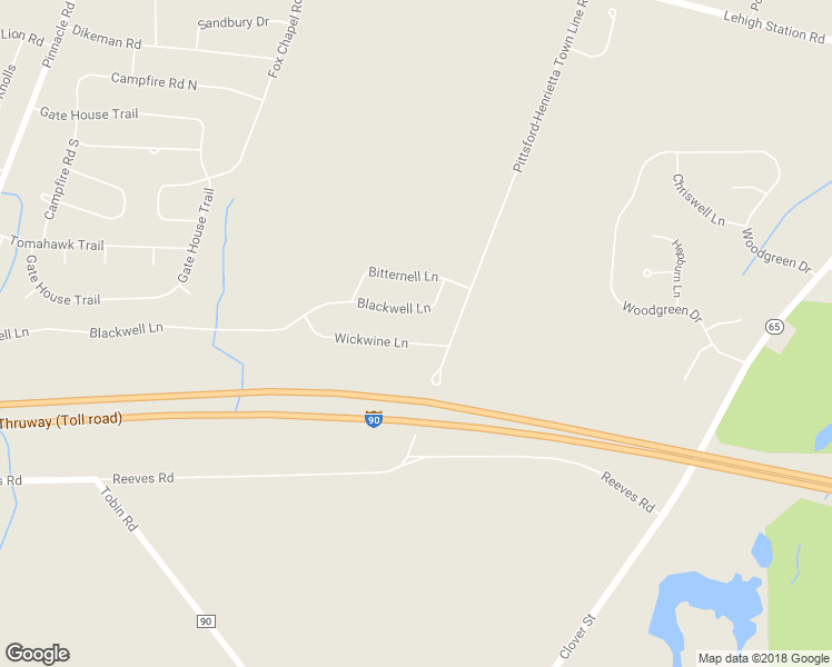 map of restaurants, bars, coffee shops, grocery stores, and more near 18 Wickwine Lane in Henrietta