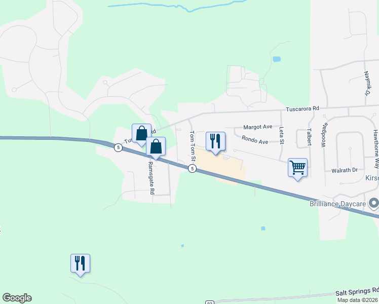 map of restaurants, bars, coffee shops, grocery stores, and more near 122-124 Tom Tom Street in Chittenango
