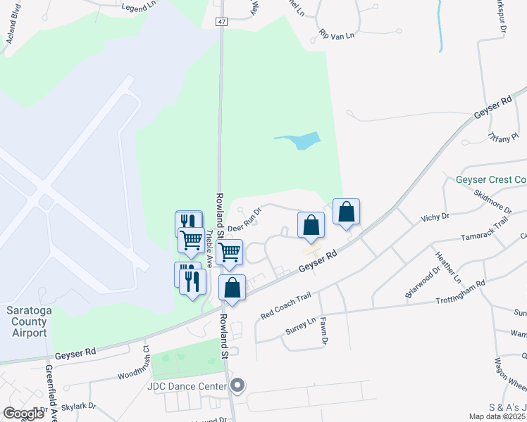 map of restaurants, bars, coffee shops, grocery stores, and more near 83 Deer Run Drive in Ballston Spa