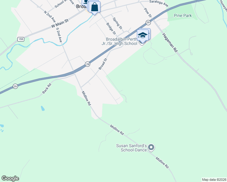 map of restaurants, bars, coffee shops, grocery stores, and more near 135 Hilltop Rd in Broadalbin