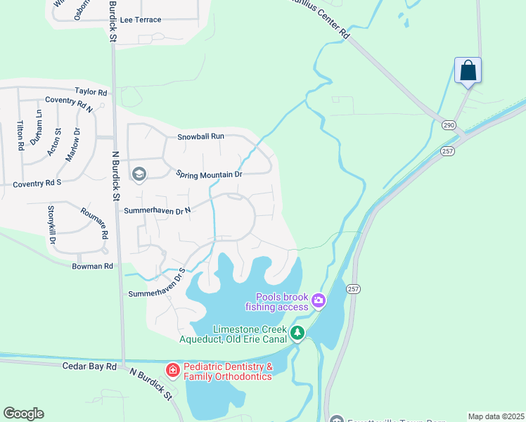 map of restaurants, bars, coffee shops, grocery stores, and more near 292 Summerhaven Drive South in East Syracuse