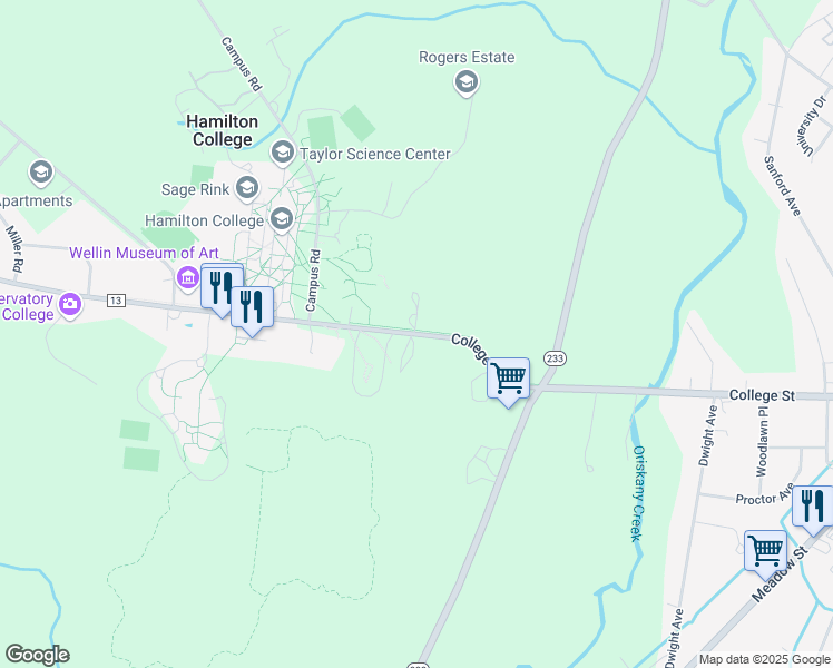 map of restaurants, bars, coffee shops, grocery stores, and more near 96 County Road 13 in Clinton