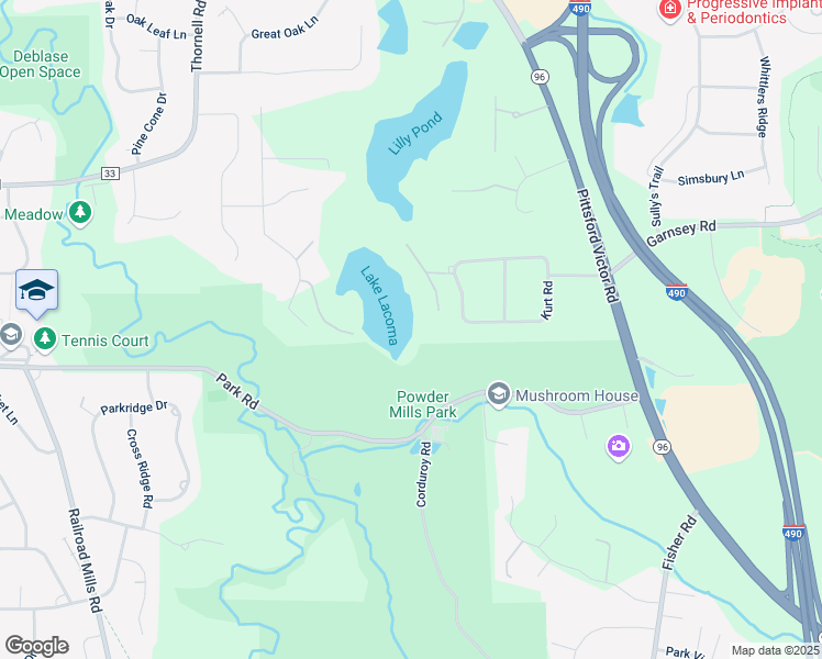 map of restaurants, bars, coffee shops, grocery stores, and more near 2 Lacoma Lane in Pittsford
