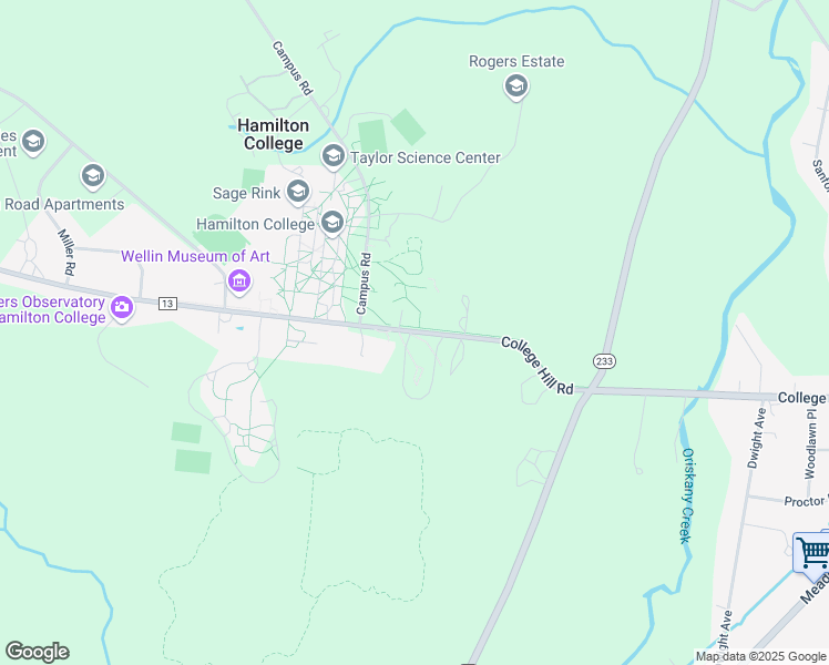 map of restaurants, bars, coffee shops, grocery stores, and more near 101 College Hill Road in Clinton