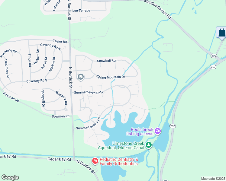 map of restaurants, bars, coffee shops, grocery stores, and more near 360 Summerhaven Drive North in East Syracuse