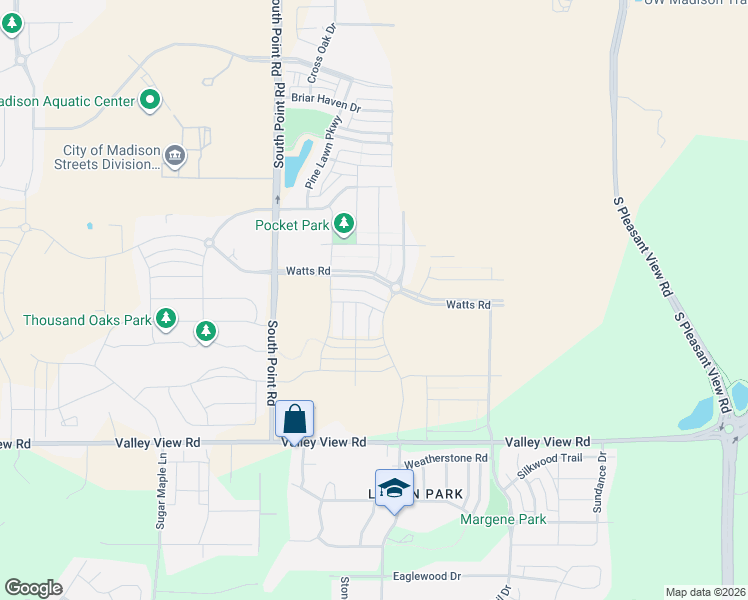 map of restaurants, bars, coffee shops, grocery stores, and more near 9319 Watts Road in Madison