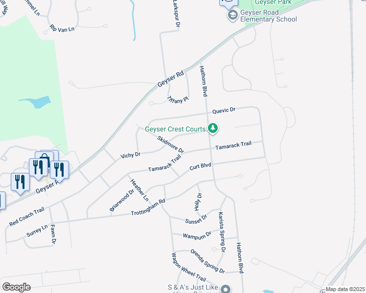 map of restaurants, bars, coffee shops, grocery stores, and more near 20 Skidmore Drive in Saratoga Springs