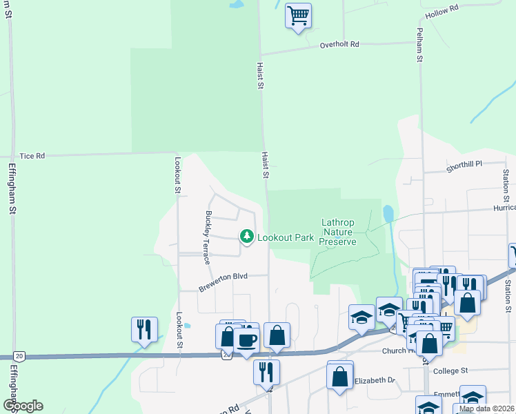 map of restaurants, bars, coffee shops, grocery stores, and more near 40 Philmori Boulevard in Pelham