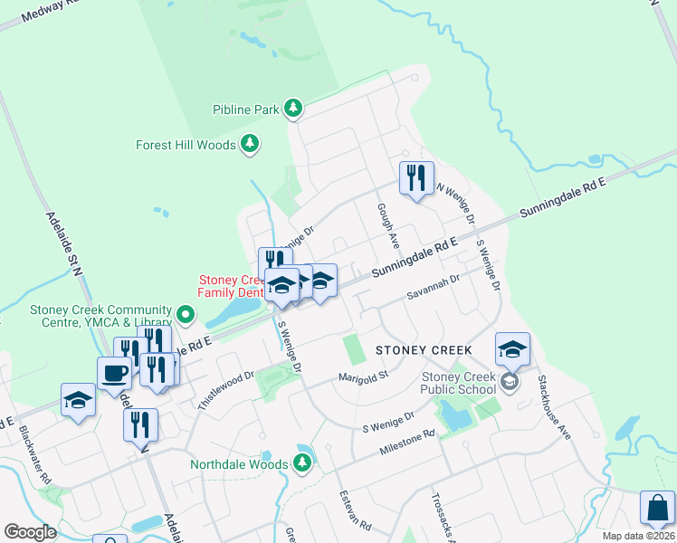 map of restaurants, bars, coffee shops, grocery stores, and more near 1804 Rollingacres Drive in London