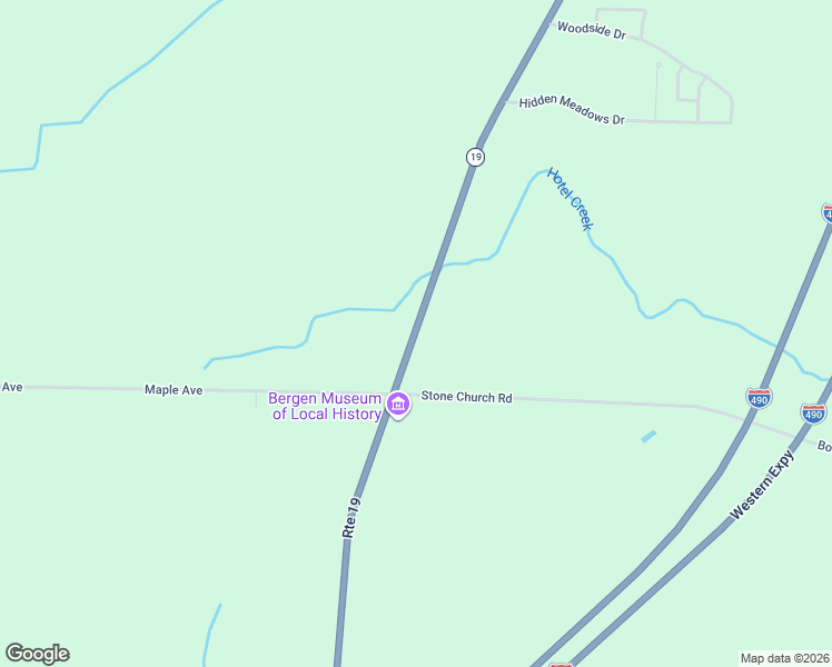 map of restaurants, bars, coffee shops, grocery stores, and more near 7451 South Lake Road in Bergen