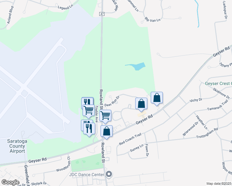 map of restaurants, bars, coffee shops, grocery stores, and more near 83 Deer Run Drive in Ballston Spa