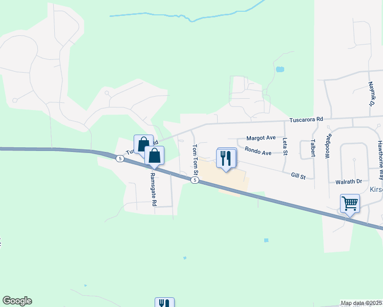 map of restaurants, bars, coffee shops, grocery stores, and more near 116 Tom Tom Street in Chittenango