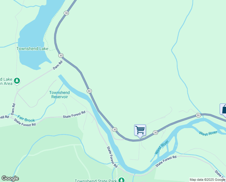 map of restaurants, bars, coffee shops, grocery stores, and more near 3478 Vermont 30 in Jamaica