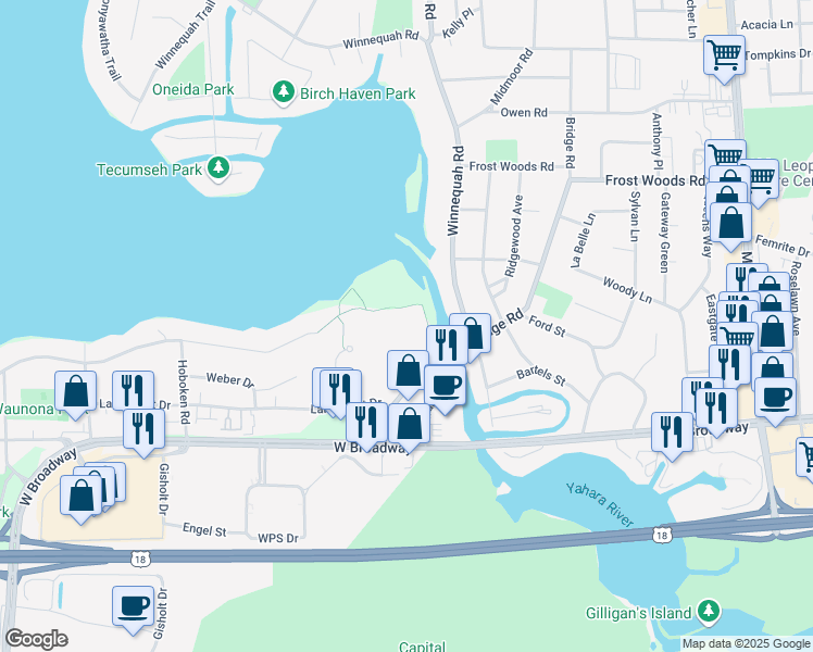 map of restaurants, bars, coffee shops, grocery stores, and more near in Madison