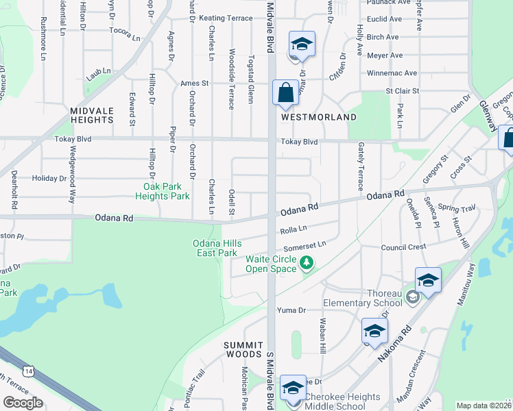 map of restaurants, bars, coffee shops, grocery stores, and more near 4502 Odana Road in Madison