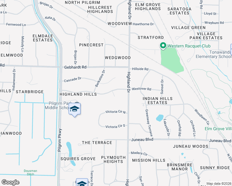 map of restaurants, bars, coffee shops, grocery stores, and more near 14925 Del Prado Court in Elm Grove