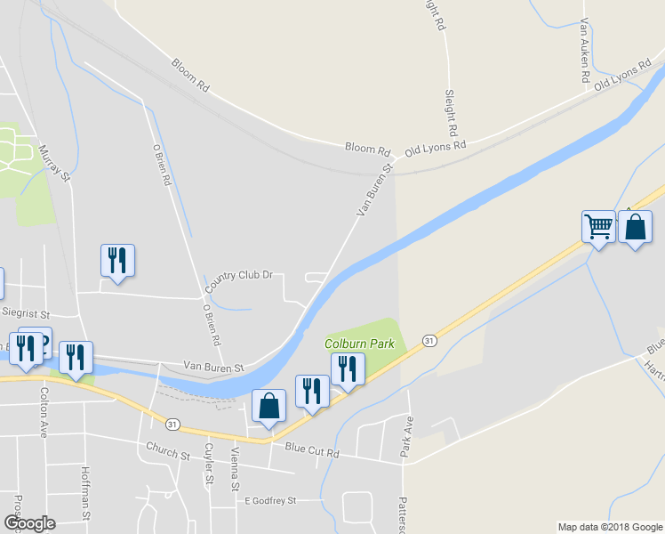 map of restaurants, bars, coffee shops, grocery stores, and more near 627 Van Buren Street in Newark