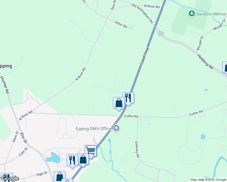 map of restaurants, bars, coffee shops, grocery stores, and more near 23 Old Stagecoach Road in Epping