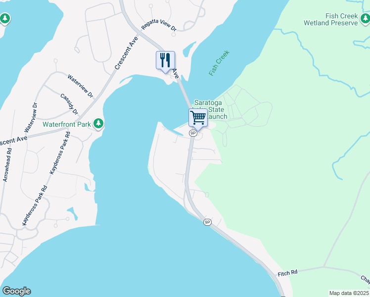 map of restaurants, bars, coffee shops, grocery stores, and more near 98 Point Breeze Road in Saratoga Springs