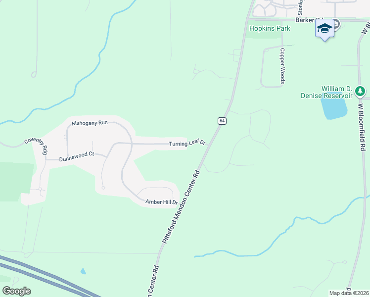 map of restaurants, bars, coffee shops, grocery stores, and more near 7 Turning Leaf Drive in Pittsford