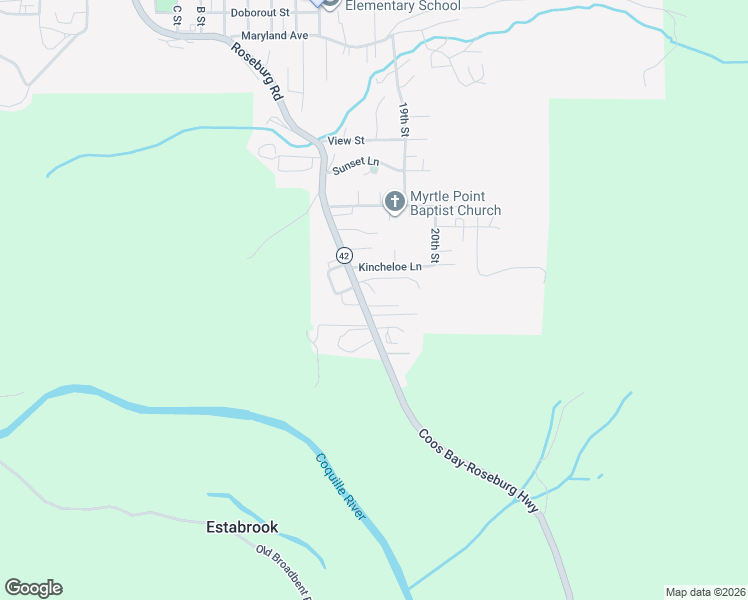 map of restaurants, bars, coffee shops, grocery stores, and more near 1985 Roseburg Road in Myrtle Point