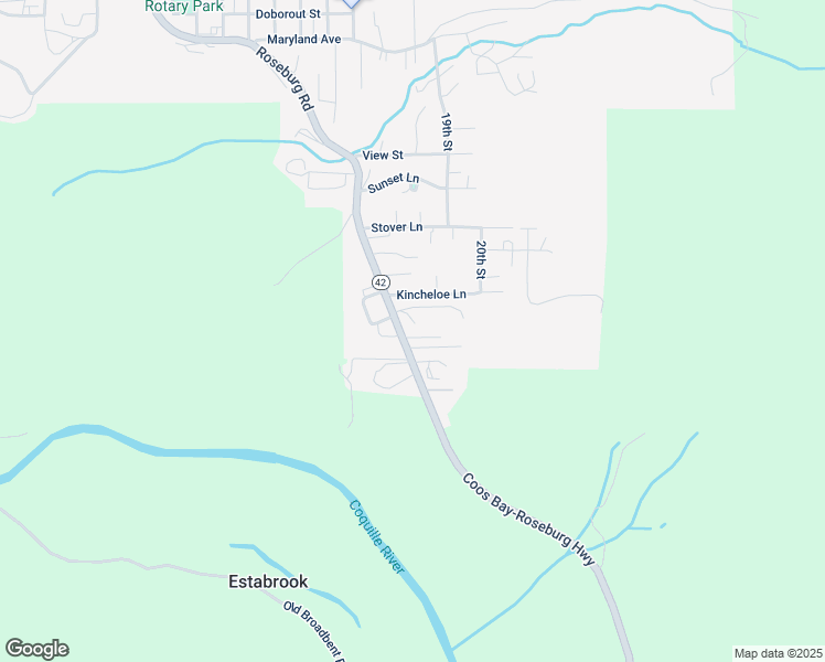 map of restaurants, bars, coffee shops, grocery stores, and more near 1985 Roseburg Road in Myrtle Point