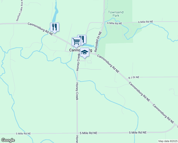 map of restaurants, bars, coffee shops, grocery stores, and more near 8090 Ladner Northeast in Cannonsburg