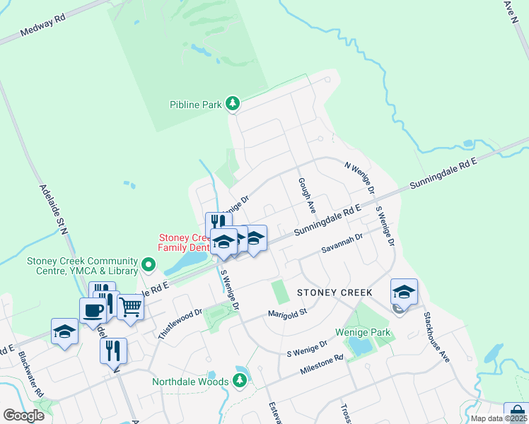 map of restaurants, bars, coffee shops, grocery stores, and more near 1847 Waterwheel Place in London