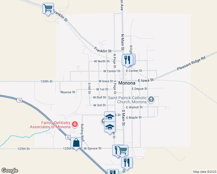 map of restaurants, bars, coffee shops, grocery stores, and more near 201-299 S West St in Monona