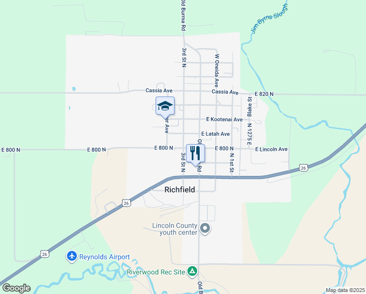 map of restaurants, bars, coffee shops, grocery stores, and more near 180 West Lincoln Avenue in Richfield