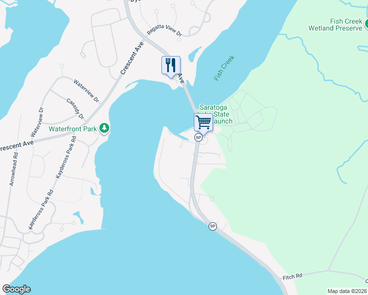 map of restaurants, bars, coffee shops, grocery stores, and more near 103 Point Breeze Road in Saratoga Springs