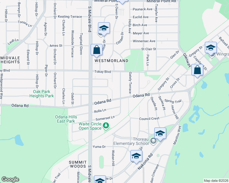 map of restaurants, bars, coffee shops, grocery stores, and more near 637 Chatham Terrace in Madison