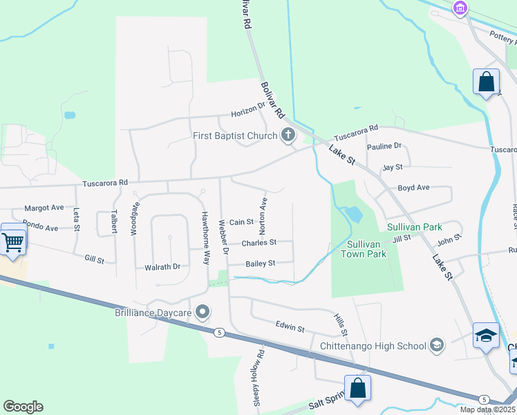 map of restaurants, bars, coffee shops, grocery stores, and more near 805 Norton Avenue in Chittenango
