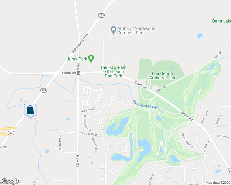 map of restaurants, bars, coffee shops, grocery stores, and more near 26 Coolbrook Court in East Amherst