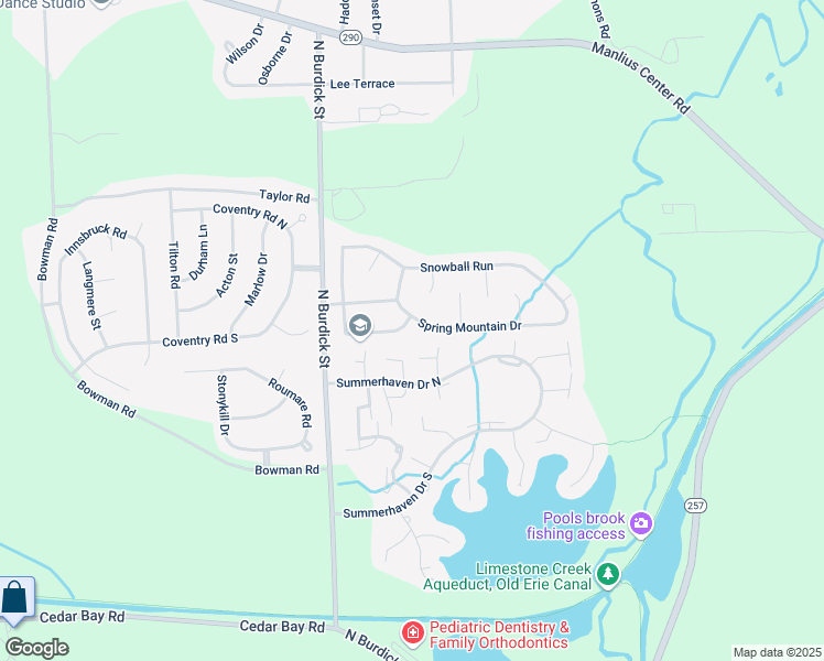 map of restaurants, bars, coffee shops, grocery stores, and more near 7268 Leafcrest Lane in East Syracuse