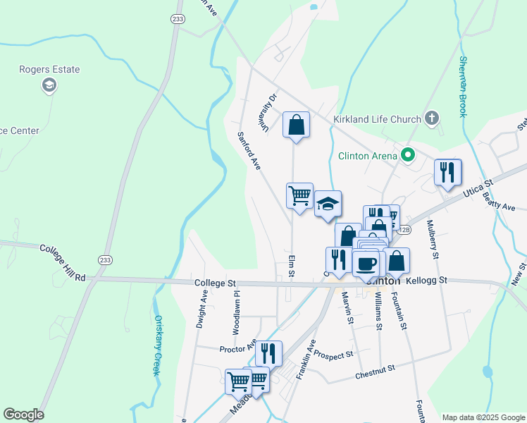 map of restaurants, bars, coffee shops, grocery stores, and more near 24 Hamilton Pl in Clinton