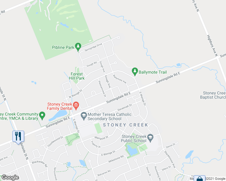 map of restaurants, bars, coffee shops, grocery stores, and more near 1838 Gough Avenue in London