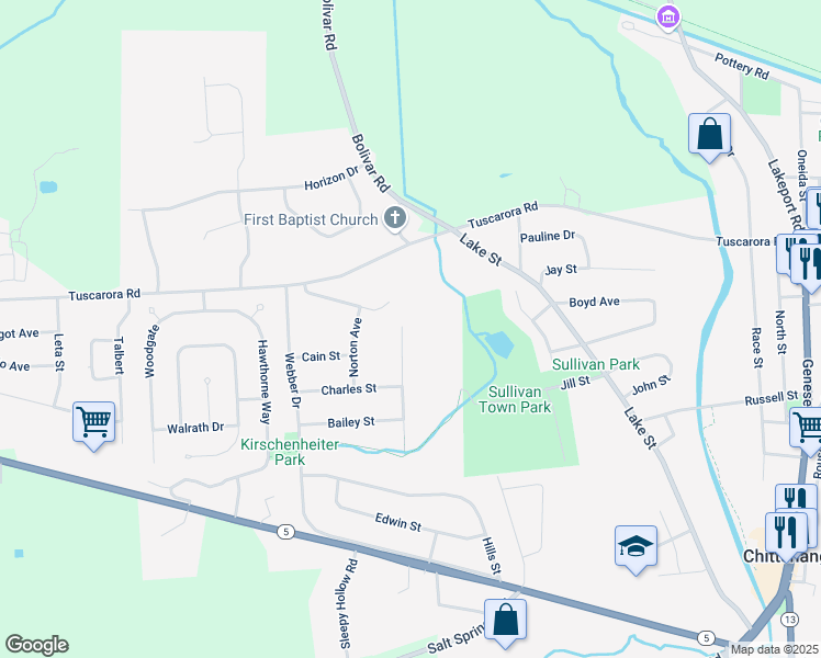 map of restaurants, bars, coffee shops, grocery stores, and more near 721 Forbes Avenue in Chittenango