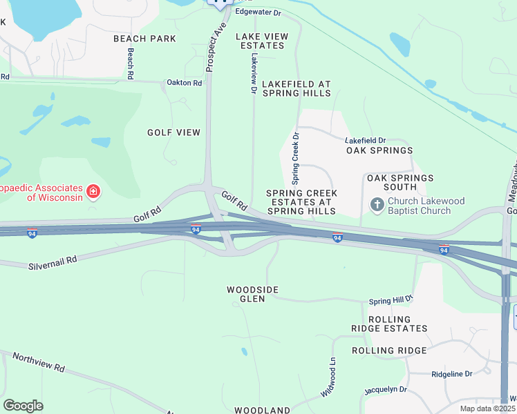 map of restaurants, bars, coffee shops, grocery stores, and more near W277N1562 Lakeview Drive in Pewaukee