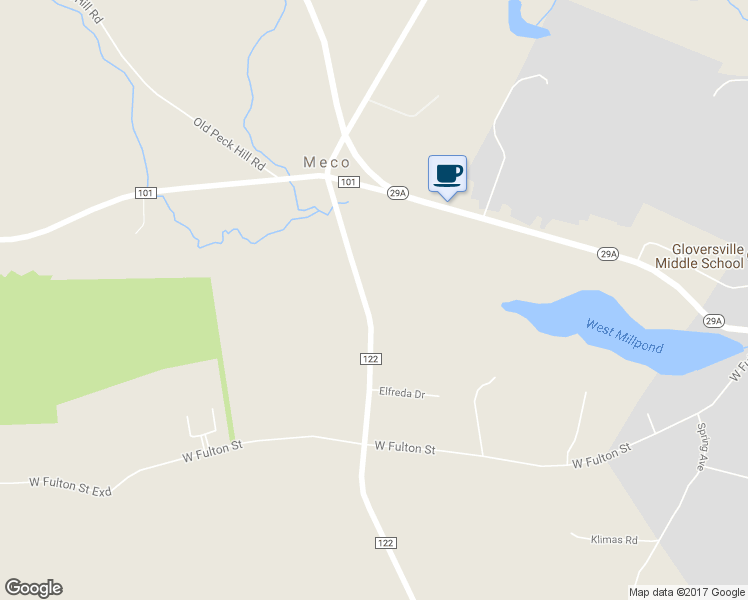 map of restaurants, bars, coffee shops, grocery stores, and more near 486 County Highway 122 in Gloversville